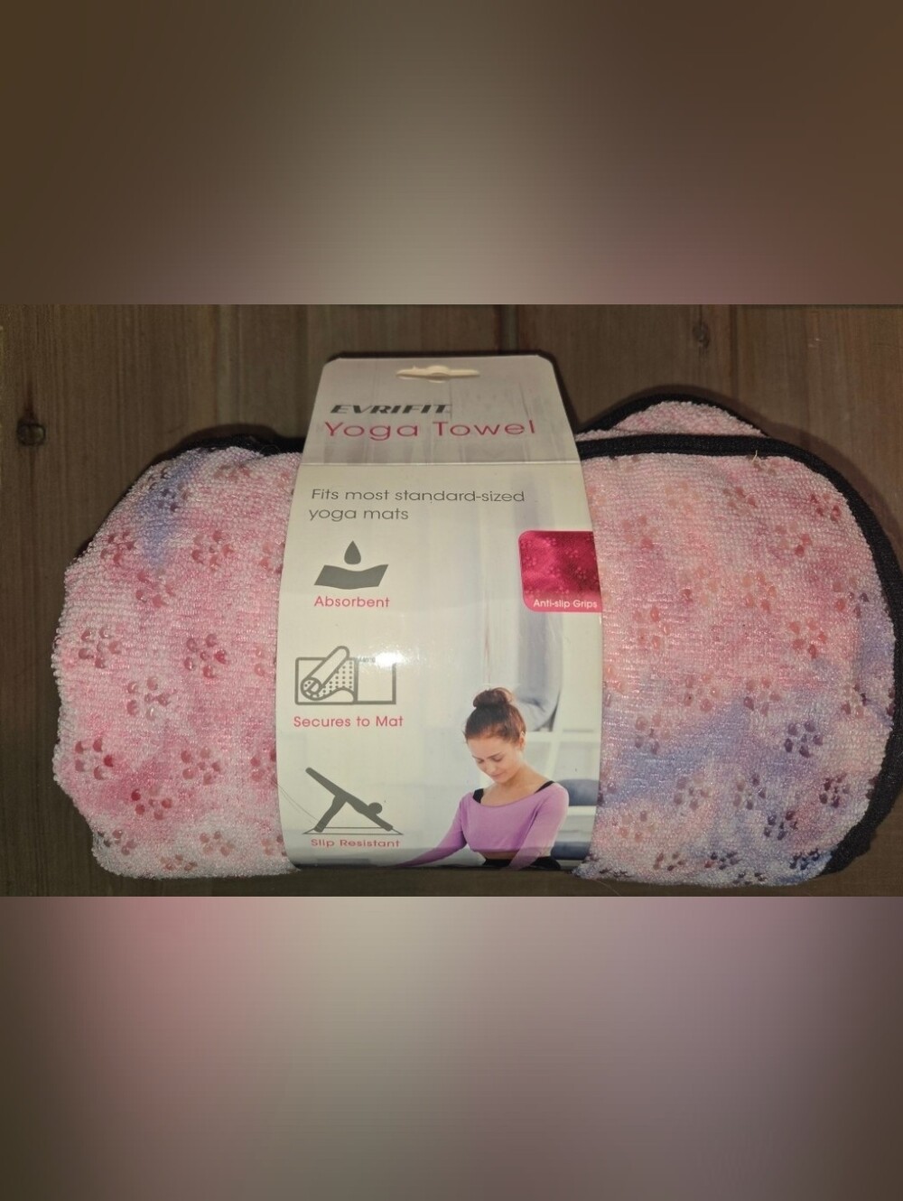 Not Used EVRIFIT multi-colored nonslip yoga mat towel.